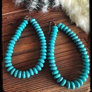 Turquoise Beaded Teardrop Earrings